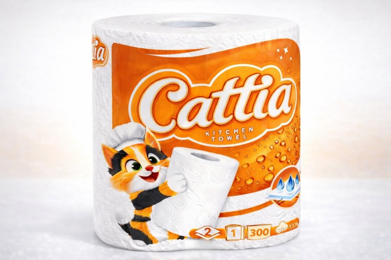 Kuchyňské utěrky Cattia 2-vr., 60 m extra bílá oranžové