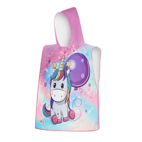 Dětské pončo z mikrovlákna s kapucí NILS Aqua Unicorn