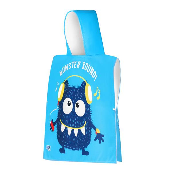 Dětské pončo z mikrovlákna s kapucí NILS aqua Monster Sound