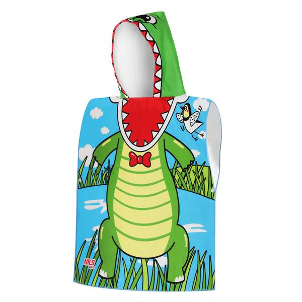 Dětské mikrovláknové pončo s kapucí NILS Aqua Crocodile