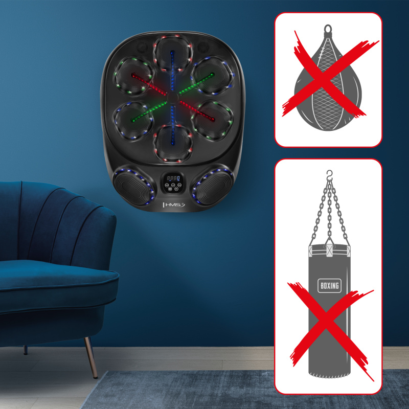 Elektronický boxerský terč s LED, Bluetooth a rukavicemi HMS TB10