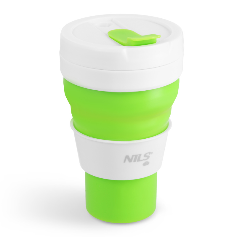 Skládací silikonový hrnek 600 ml světle zelený NILS Camp