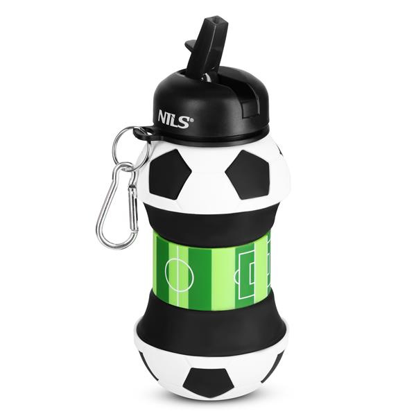 NILS Camp skládací silikonová láhev pro děti 550 ml fotbal