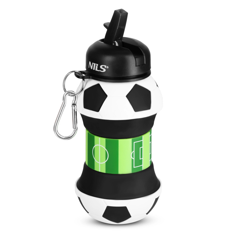 NILS Camp skládací silikonová láhev pro děti 550 ml fotbal
