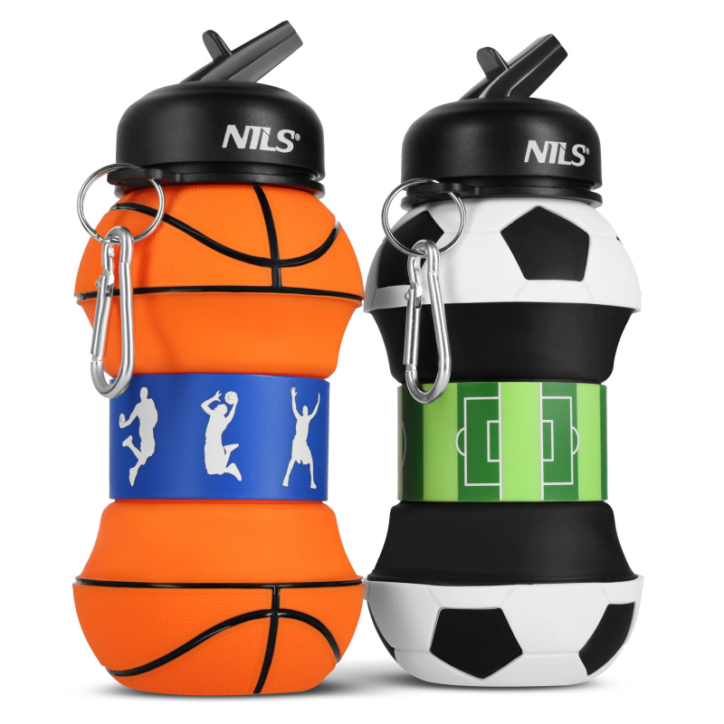 NILS Camp skládací silikonová láhev basketbal 550 ml
