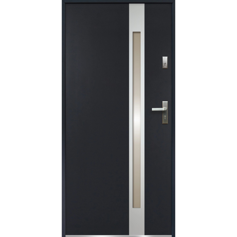 O.K. DOORS Ocelové vchodové dveře TEMIDAS INOX P55 antracitové 90 L