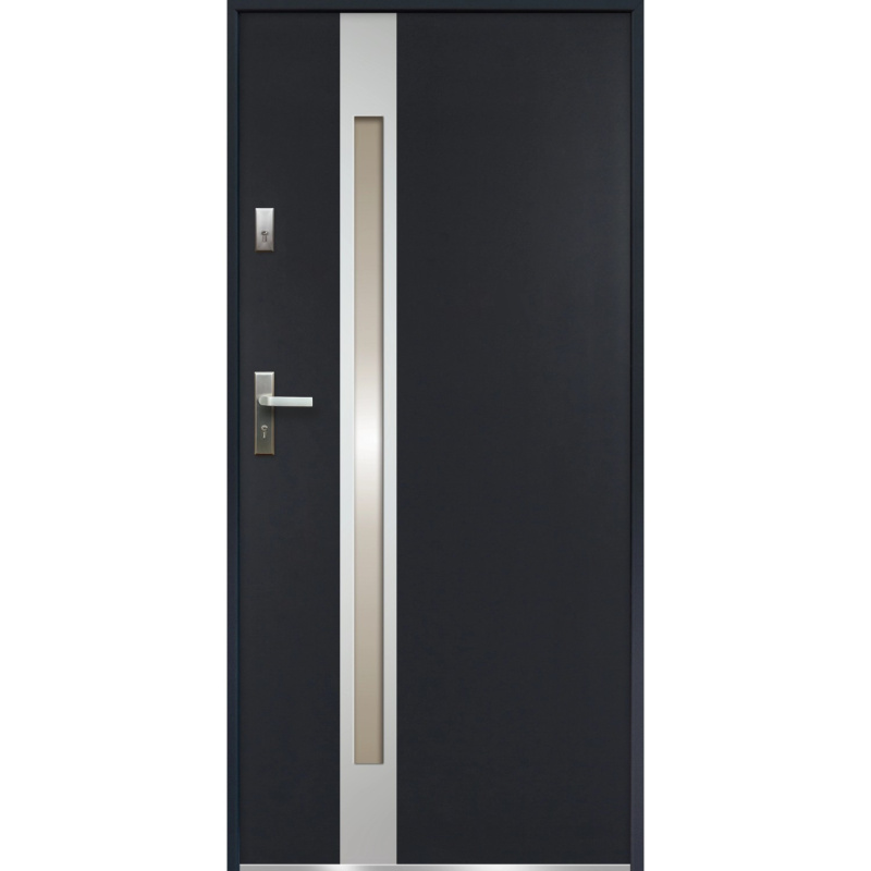 O.K. DOORS Ocelové vchodové dveře TEMIDAS INOX P55 antracitové 90 P