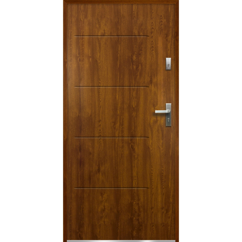 O.K. DOORS Ocelové vchodové dveře NIKE P55 zlatý dub 90 L