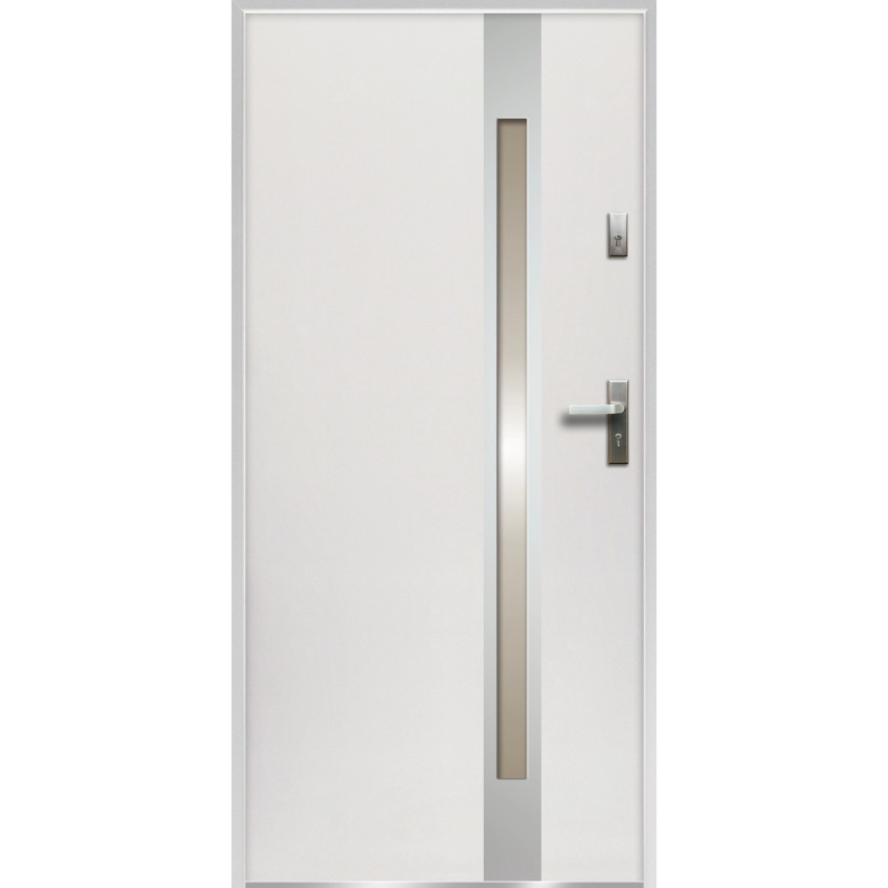 O.K. DOORS Ocelové vchodové dveře TEMIDAS INOX P55 bílé 90 L
