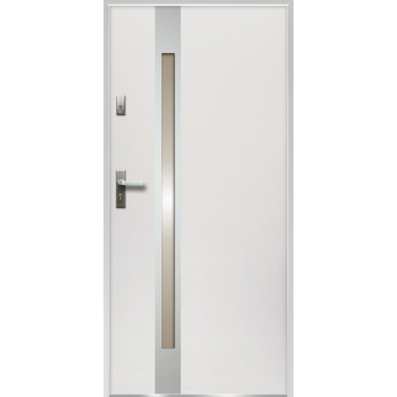O.K. DOORS Ocelové vchodové dveře TEMIDAS INOX P55 bílé 90 P