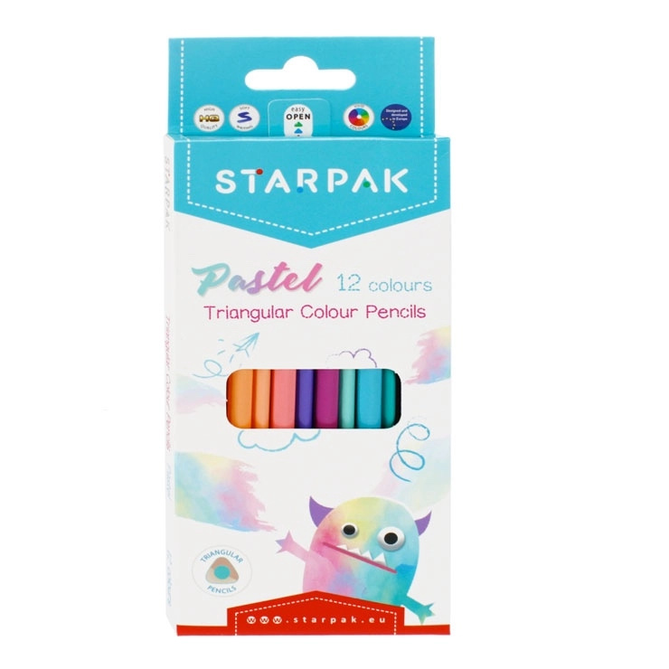 Starpak trojhranné pastelky pastelové barvy 12 ks