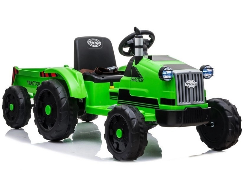 Dětský akumulátorový traktor s přívěsem zelený