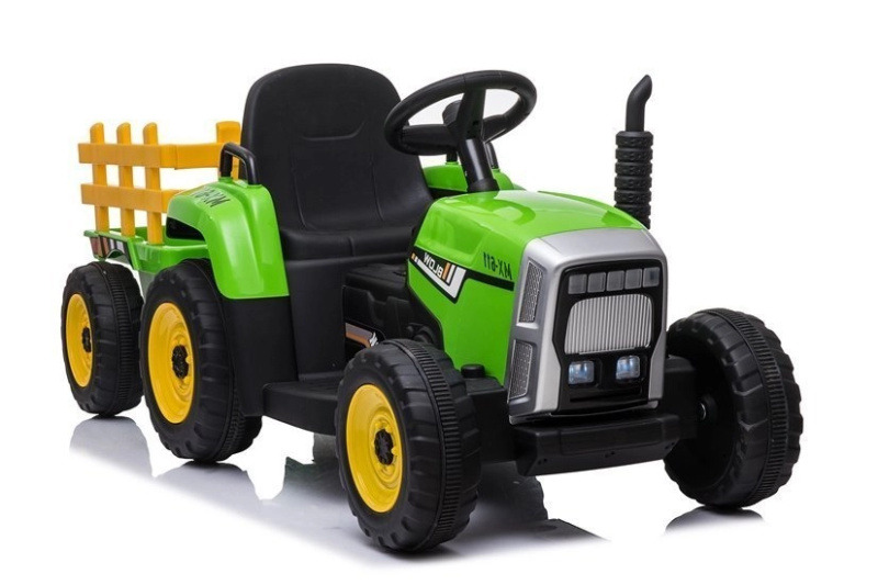 Tomido elektrický Traktor s vlečkou zelená