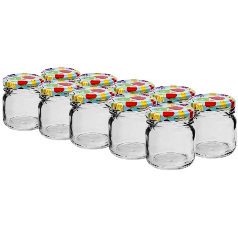 Sklenice zavařovací 30 ml + barevná víčka 43 (10 ks)