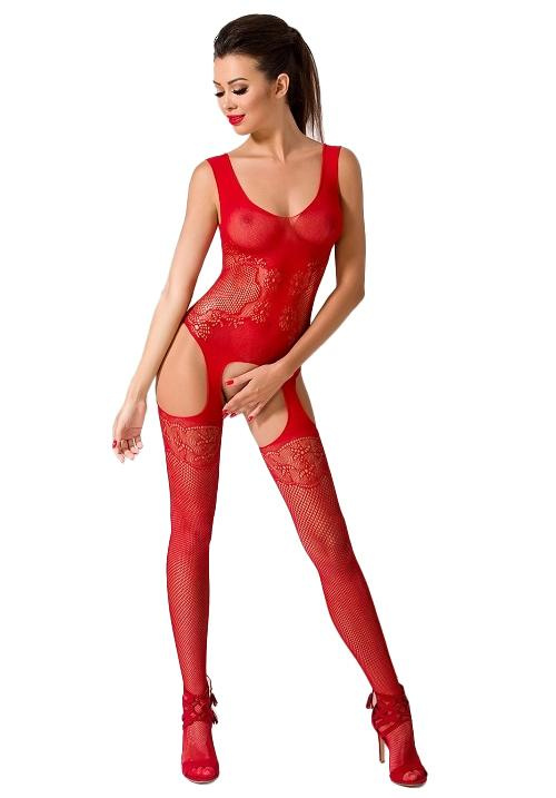 Passion BS046 red - Bodystocking Barva: Červená, Velikost: S/L