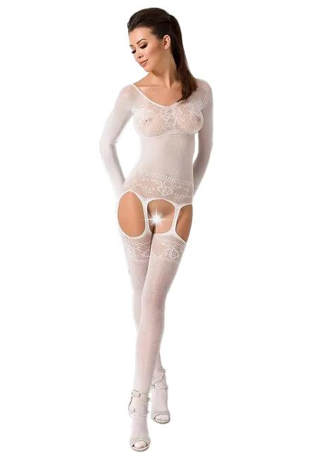 Passion BS055 white - Bodystocking Barva: Bílá, Velikost: S/L