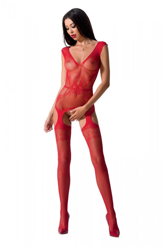 Passion BS062 red - Bodystocking Barva: Červená, Velikost: S/L