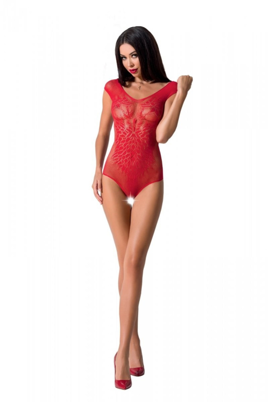 Passion BS064 red - Bodystocking Barva: Červená, Velikost: S/L