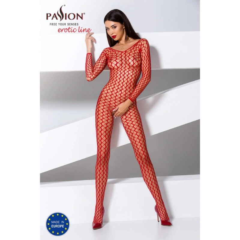 Passion BS068 red - Bodystocking Barva: Červená, Velikost: S/L