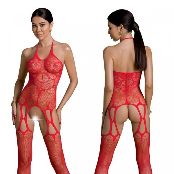 Passion ECO BS002 red - Bodystocking Barva: Červená, Velikost: S/L