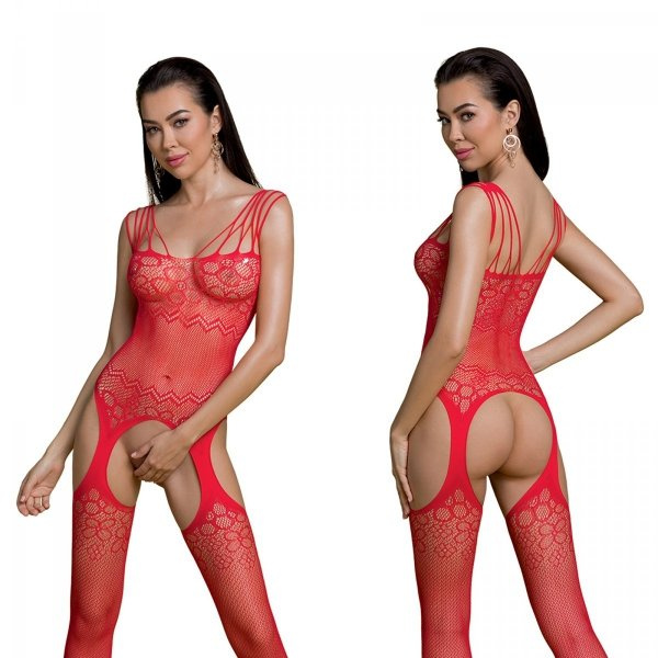 Passion ECO BS004 red - Bodystocking Barva: Červená, Velikost: S/L