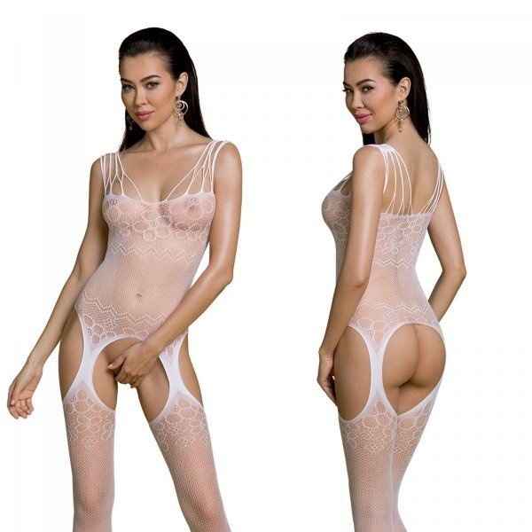 Passion ECO BS004 white - Bodystocking Barva: Bílá, Velikost: S/L