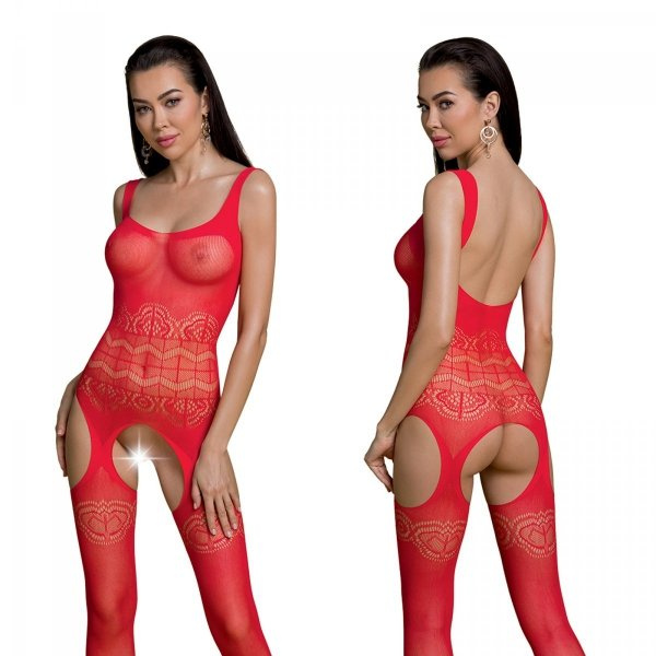 Passion ECO BS005 red - Bodystocking Barva: Červená, Velikost: S/L