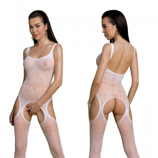 Passion ECO BS005 white - Bodystocking Barva: Bílá, Velikost: S/L