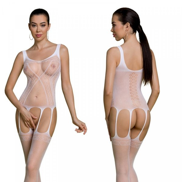 Passion ECO BS007 white - Bodystocking Barva: Bílá, Velikost: S/L