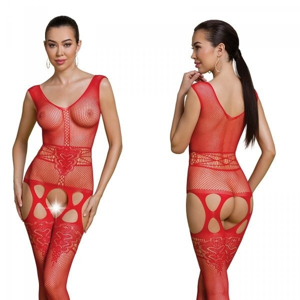 Passion ECO BS014 red - Bodystocking Barva: Červená, Velikost: S/L