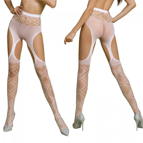 Passion ECO S005 White - Punčochy Barva: Bílá, Velikost: S/L