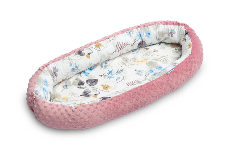 SENSILLO Hnízdo pro miminko minky Retro růže, listečky - pudrově růžová