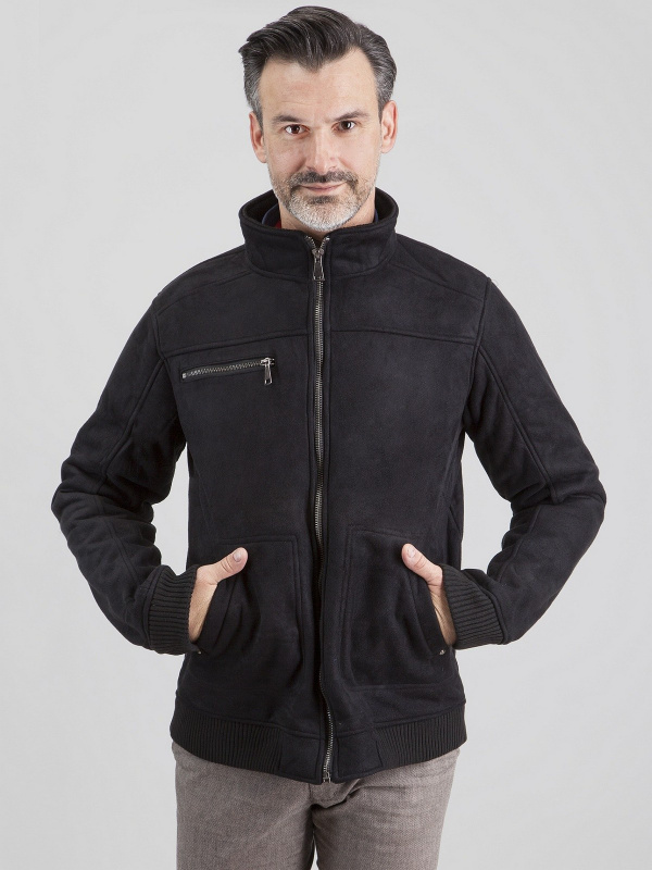 PERSO Man's Men's short eco-suede jacket with a zipper