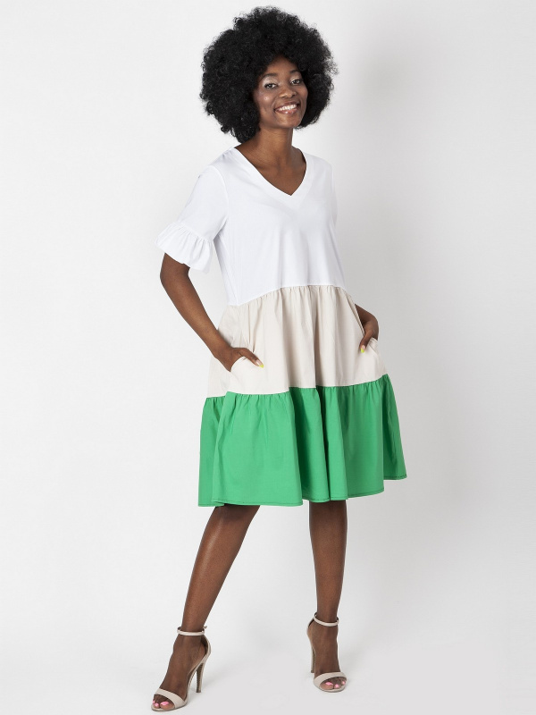 Dámské tříbarevné midi šaty