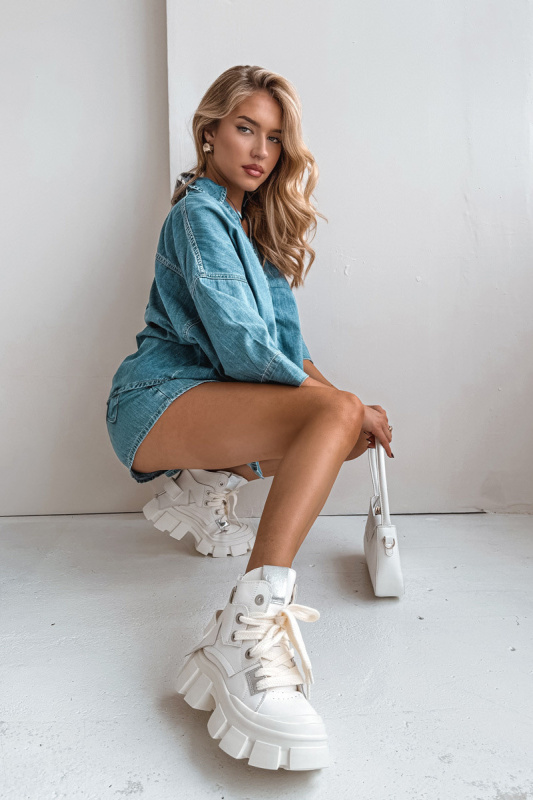 Kožené zateplené sportovní boty GOE SS2N4055 bílé 39