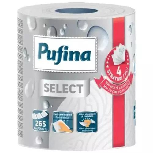 Kuchyňské utěrka Pufina Select, 4vrstvá, 1 role
