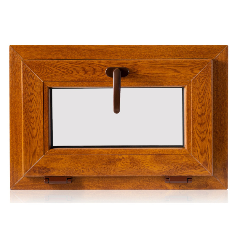 TeraGlass Okno sklepní plastové 4-komorové 2-sklo zlatý dub 600 x 600 x 60 mm