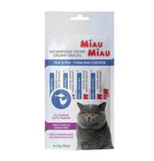 Miau Miau Creamy Snacks Cat tuňák a kuřecí  15 g (4 pack)