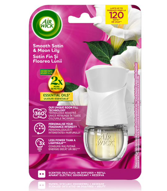 Air Wick Moon Lily & Smooth Satin Electric elektrický osvěžovač vzduchu s náplní 19 ml