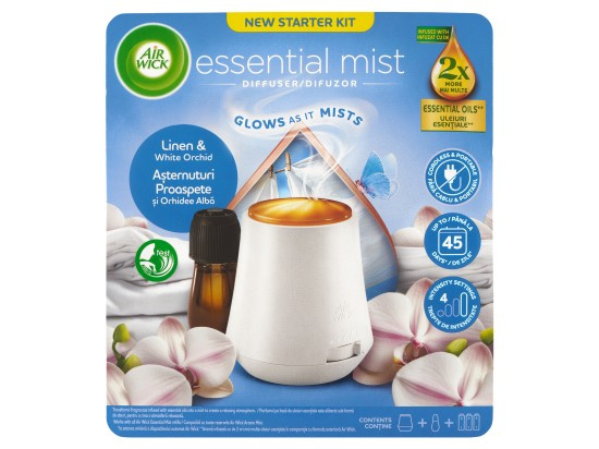 Air Wick Essential Mist Linen & White Orchid aroma difuzér s náplní 1 ks