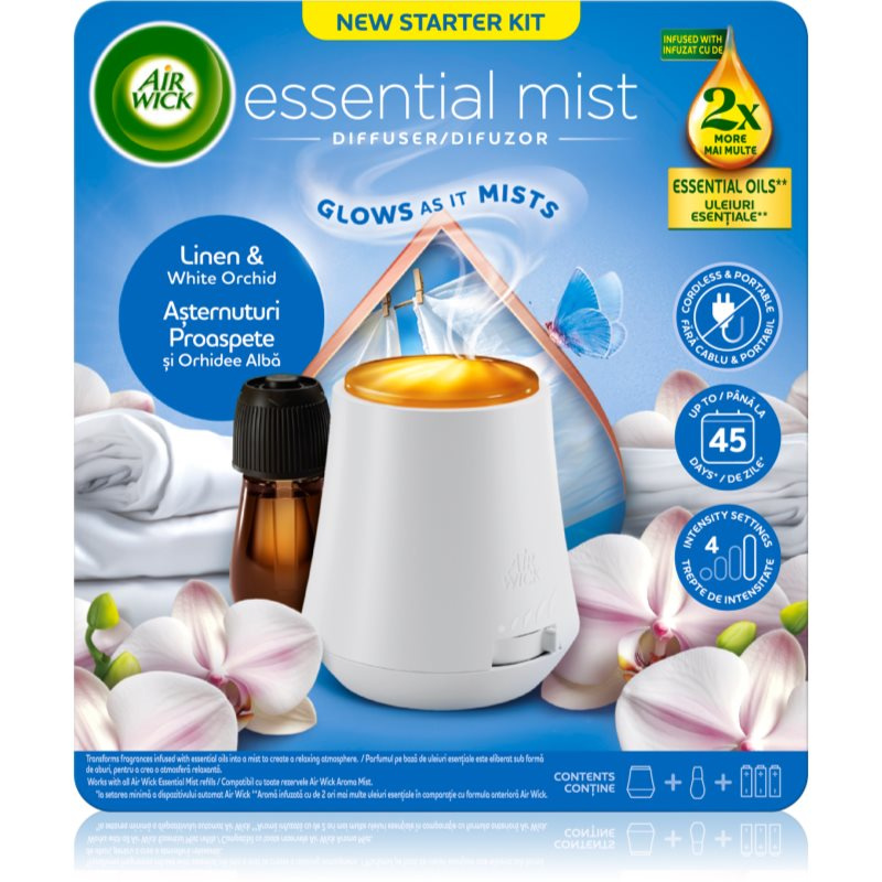 Air Wick Essential Mist Linen & White Orchid aroma difuzér s náplní 1 ks