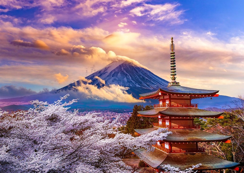 Puzzle Hora Fudži na jaře Japonsko 1000 dílků