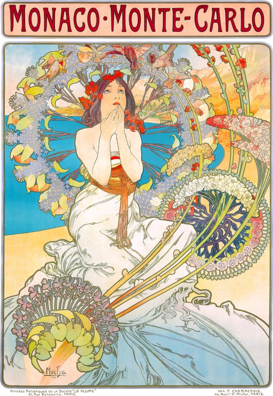 Enjoy Monako Monte Carlo Alfons Mucha 1000 dílků
