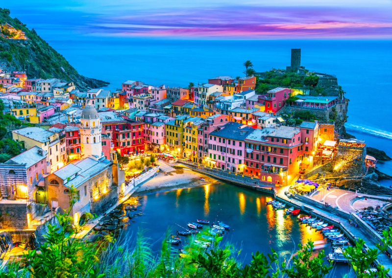 ENJOY Vernazza za soumraku Cinque Terre Itálie 1000 dílků
