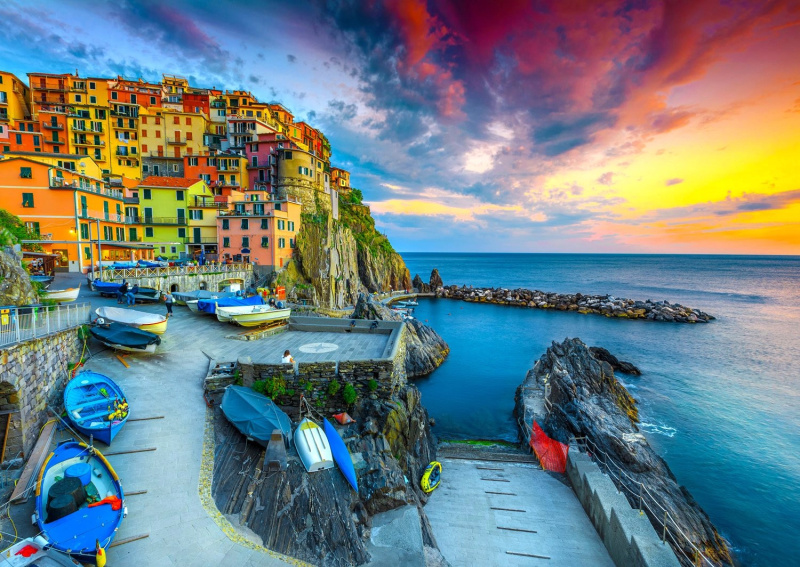 ENJOY Přístav Manarola při západu slunce Cinque Terre Itálie 1000 dílků