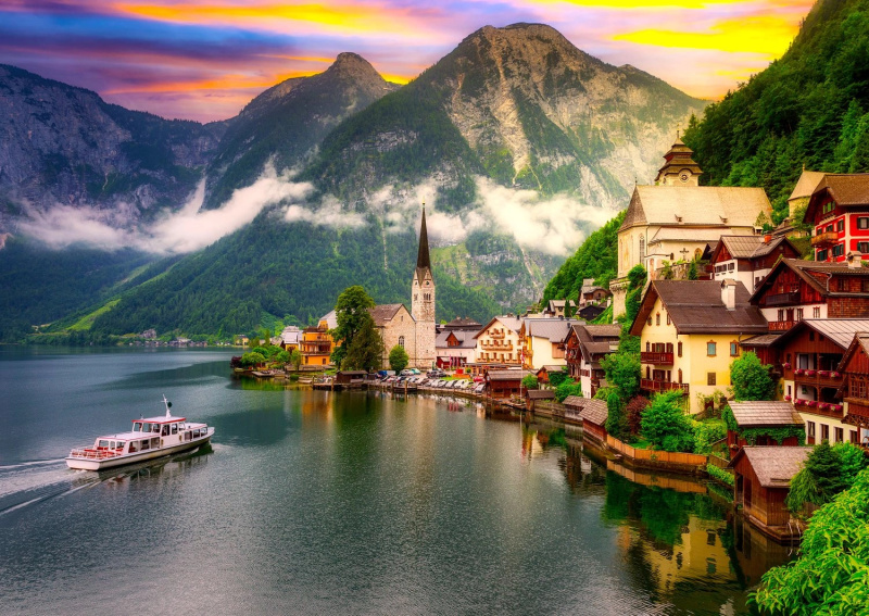 ENJOY Hallstatt při západu slunce Rakousko 1000 dílků
