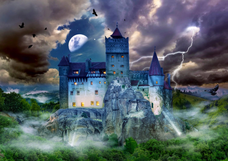 Enjoy puzzle Strašidelná noc na Drákulově hradě 1000 dílků