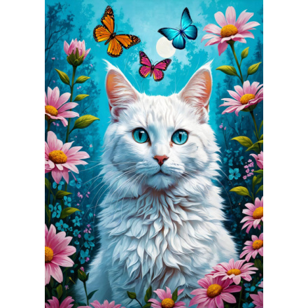 Puzzle Bílá kočka 1000 dílků