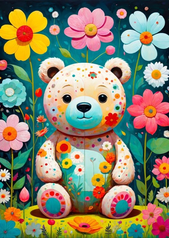 Enjoy puzzle Květinový medvídek 1000 dílků