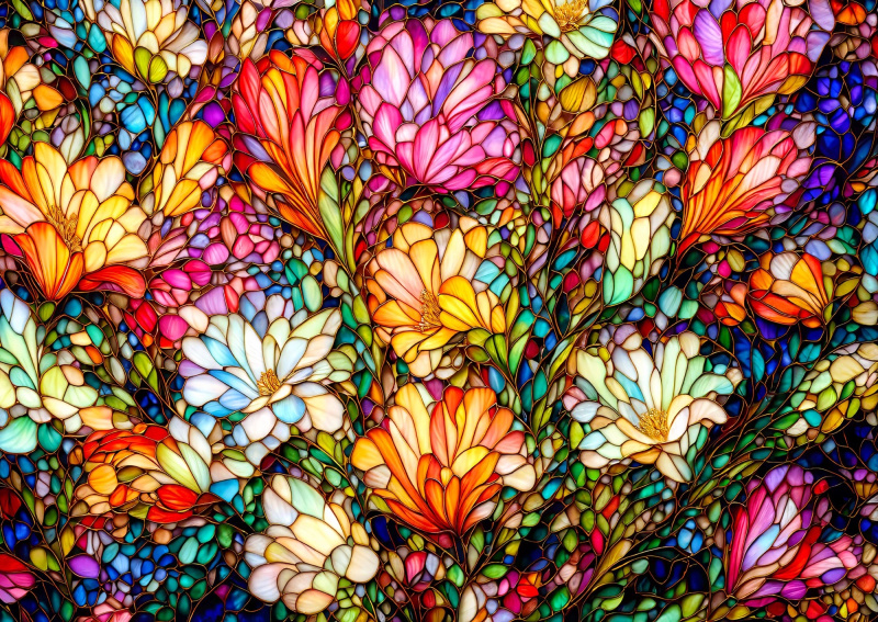 Enjoy puzzle abstraktní vitrážová květinová zahrada 1000 dílků